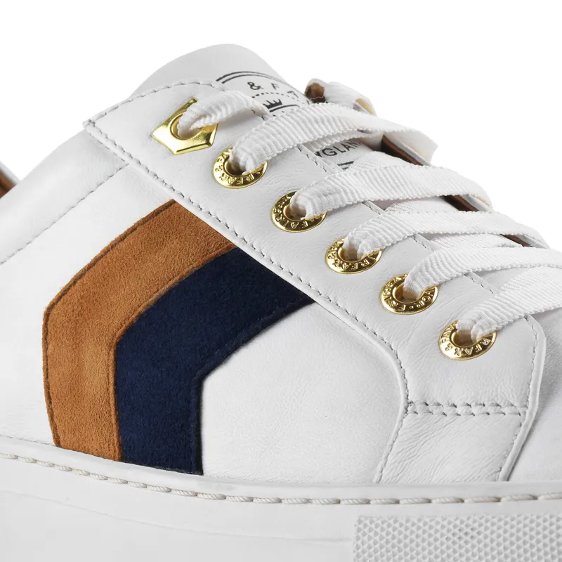 Fairfax and Favor Alexandra White Leather Trainer Navy Tan-2