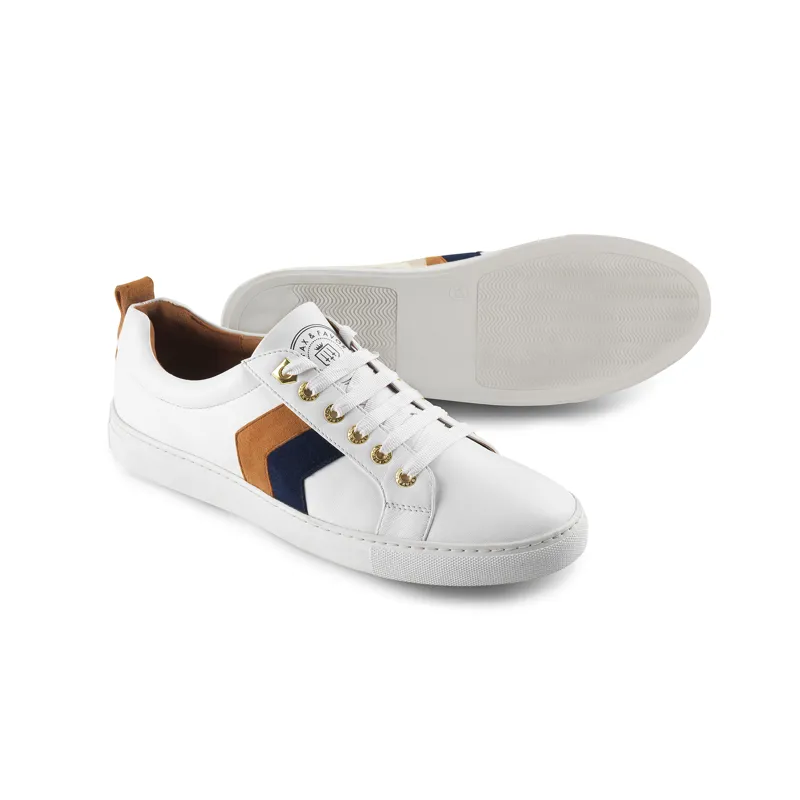 Fairfax and Favor Alexandra White Leather Trainer Navy Tan-4