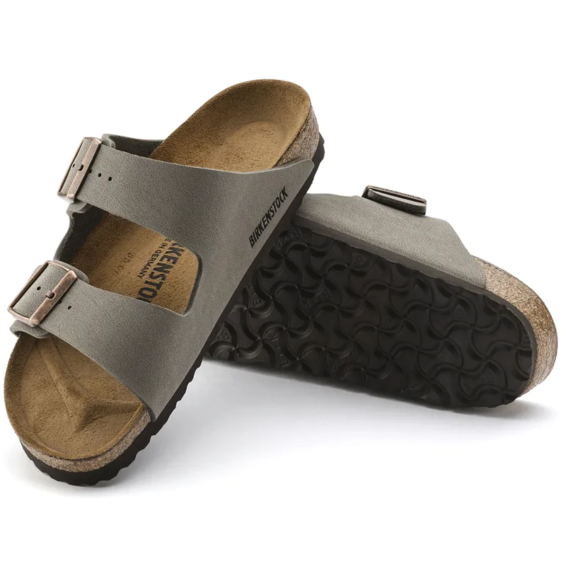 Birkenstock Ladies Arizona Birko Flor Sandals Nubuck Stone 