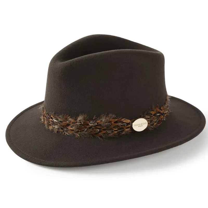 Hicks and Brown Suffolk Fedora Pheasant Wrap Brown