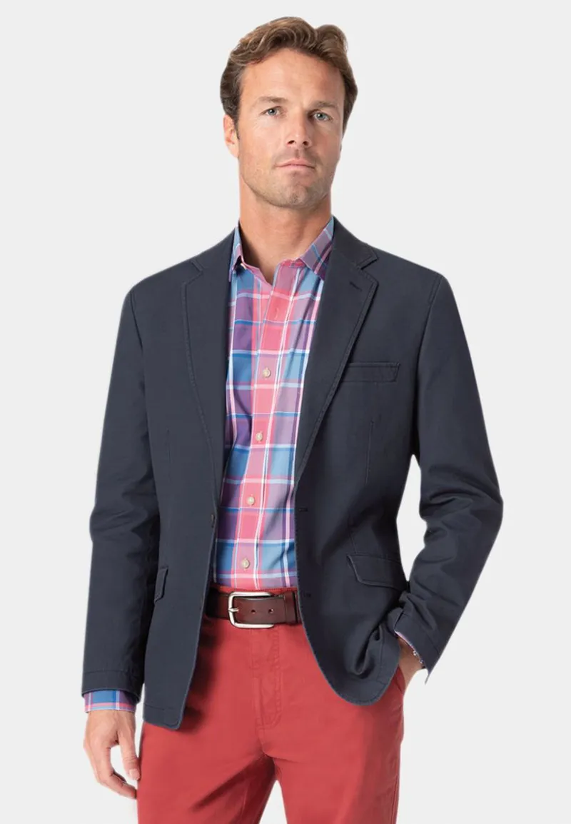 Brook Taverner Regular Fit Tatton Indigo Cotton Linen Jacket-9