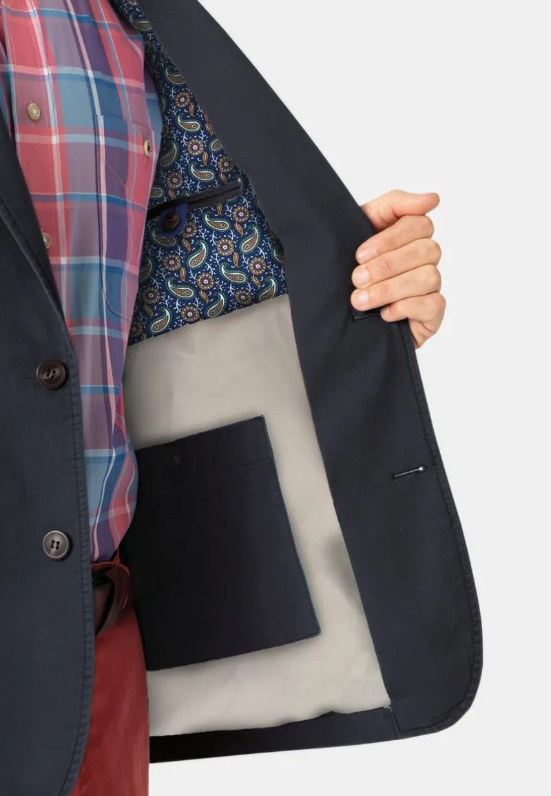 Brook Taverner Regular Fit Tatton Indigo Cotton Linen Jacket-8