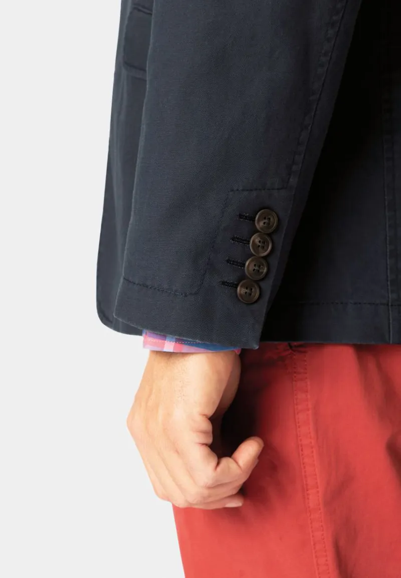 Brook Taverner Regular Fit Tatton Indigo Cotton Linen Jacket-7