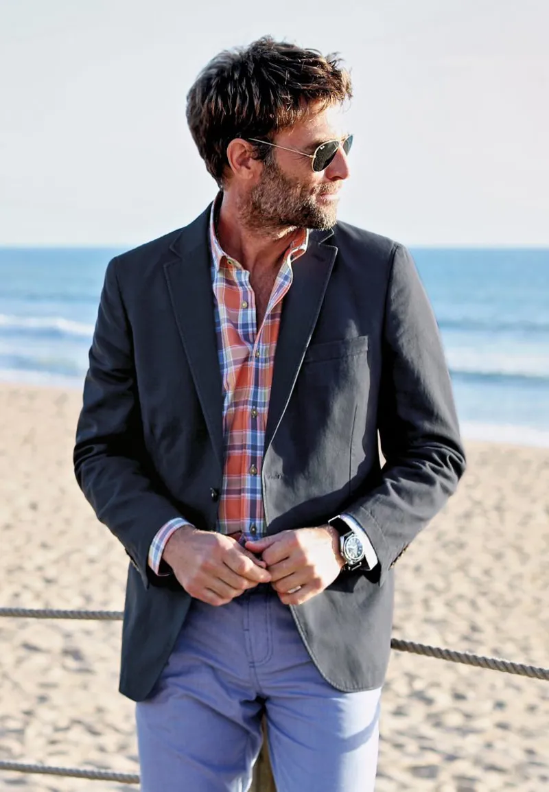 Brook Taverner Regular Fit Tatton Indigo Cotton Linen Jacket-4