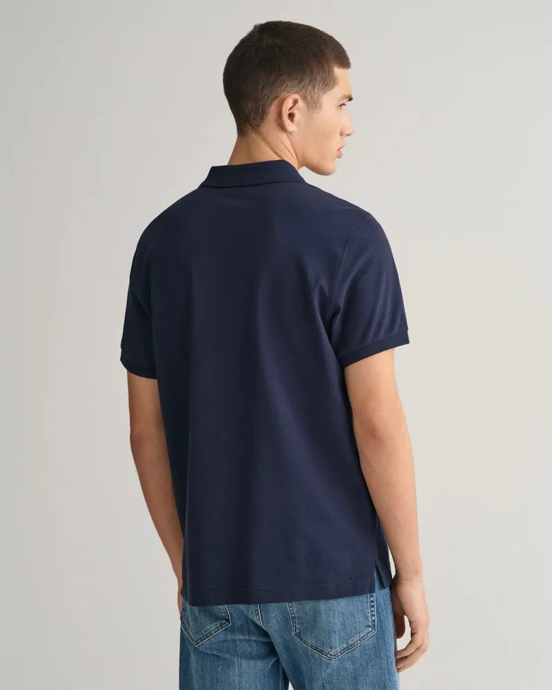 Gant Regular Fit Shield Pique Polo Shirt Evening Blue-1