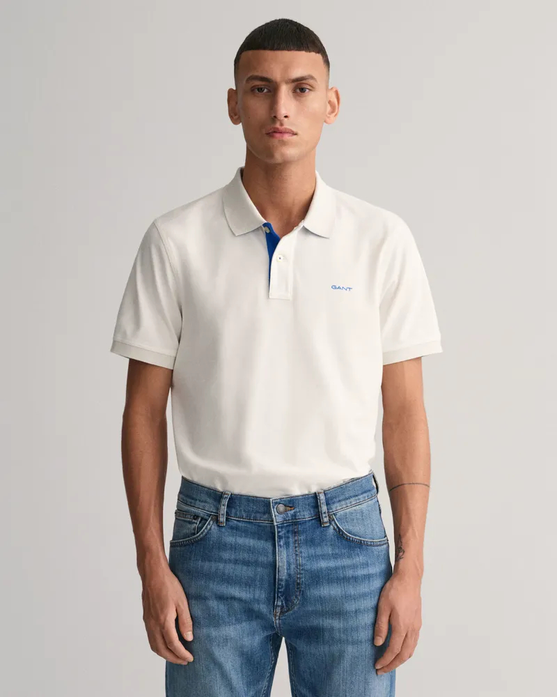 Gant Contrast Piqué Polo Shirt Eggshell