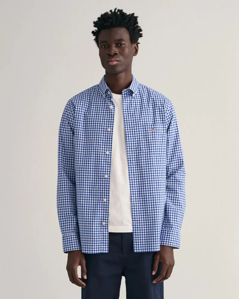 Gant Regular Fit Gingham Poplin Shirt College Blue-1