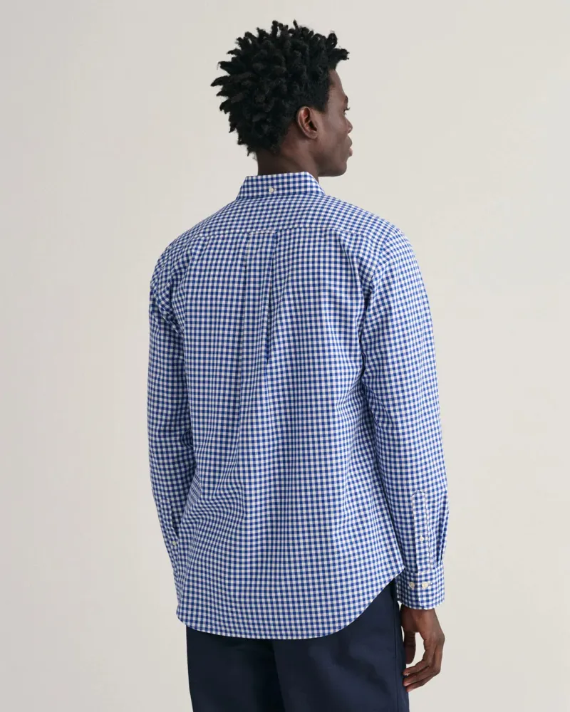 Gant Regular Fit Gingham Poplin Shirt College Blue-2
