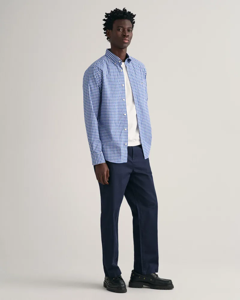 Gant Regular Fit Gingham Poplin Shirt College Blue-3