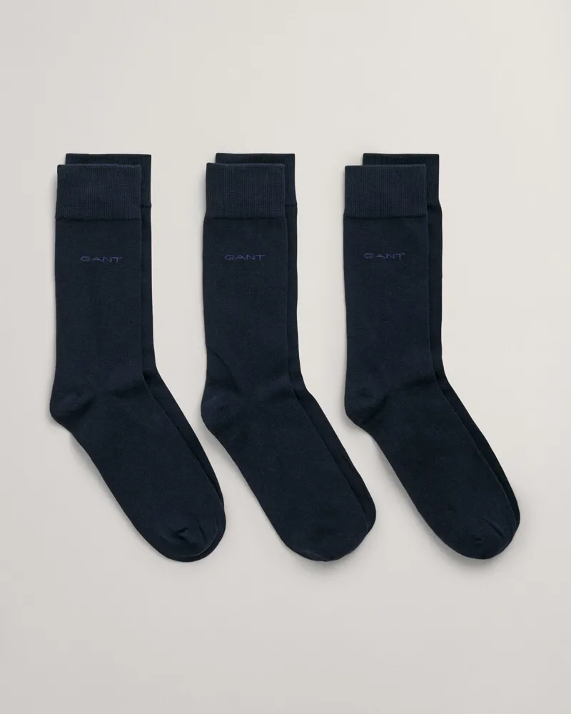 Gant Soft Cotton Socks 3 Pack Marine-1