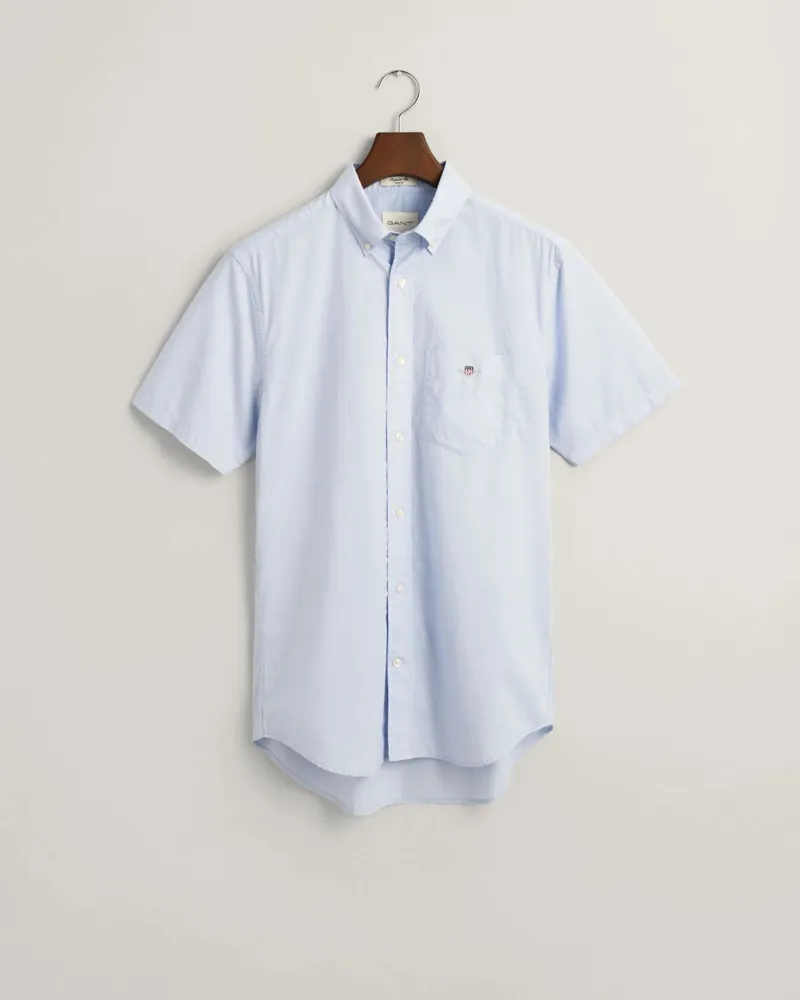 Gant Regular Fit Poplin Short Sleeve Shirt Light Blue-5