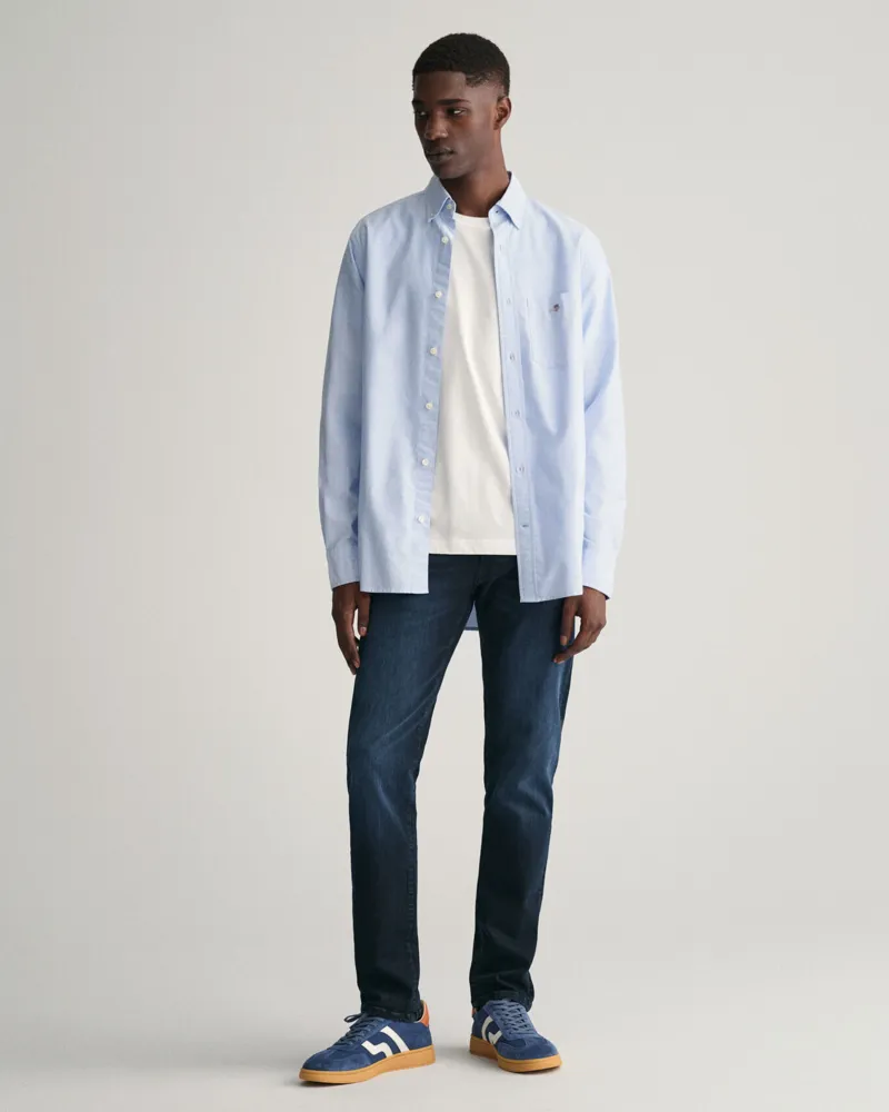 Gant Regular Fit Oxford Shirt Light Blue-3
