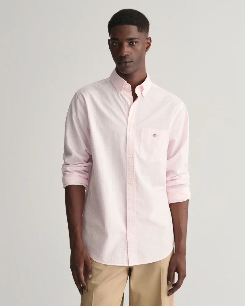 Gant Reg Poplin Gingham Shirt Light Pink