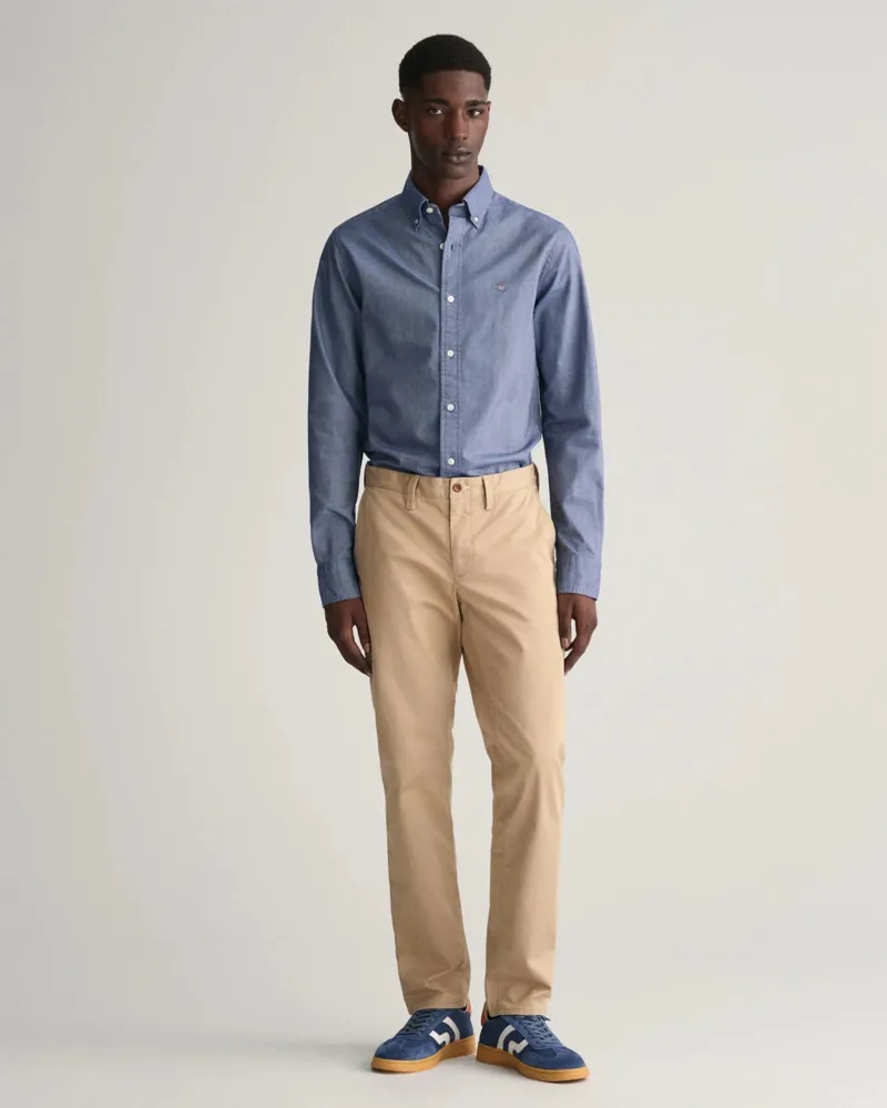 Gant Slim Fit Twill Chinos Dark Khaki-2