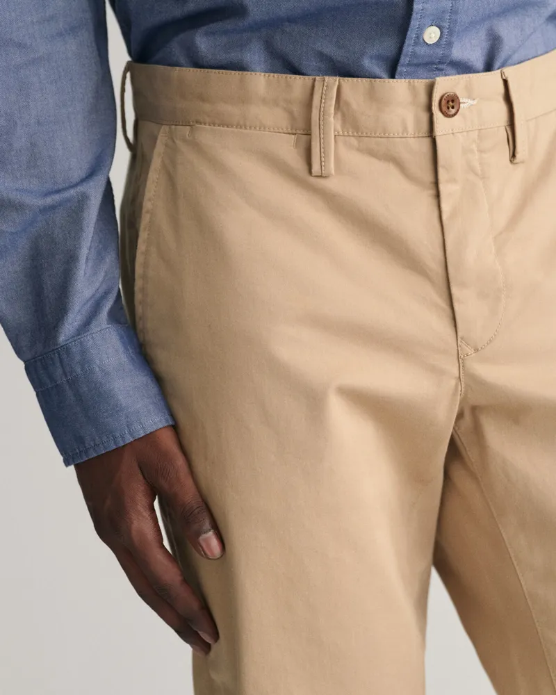 Gant Slim Fit Twill Chinos Dark Khaki-5