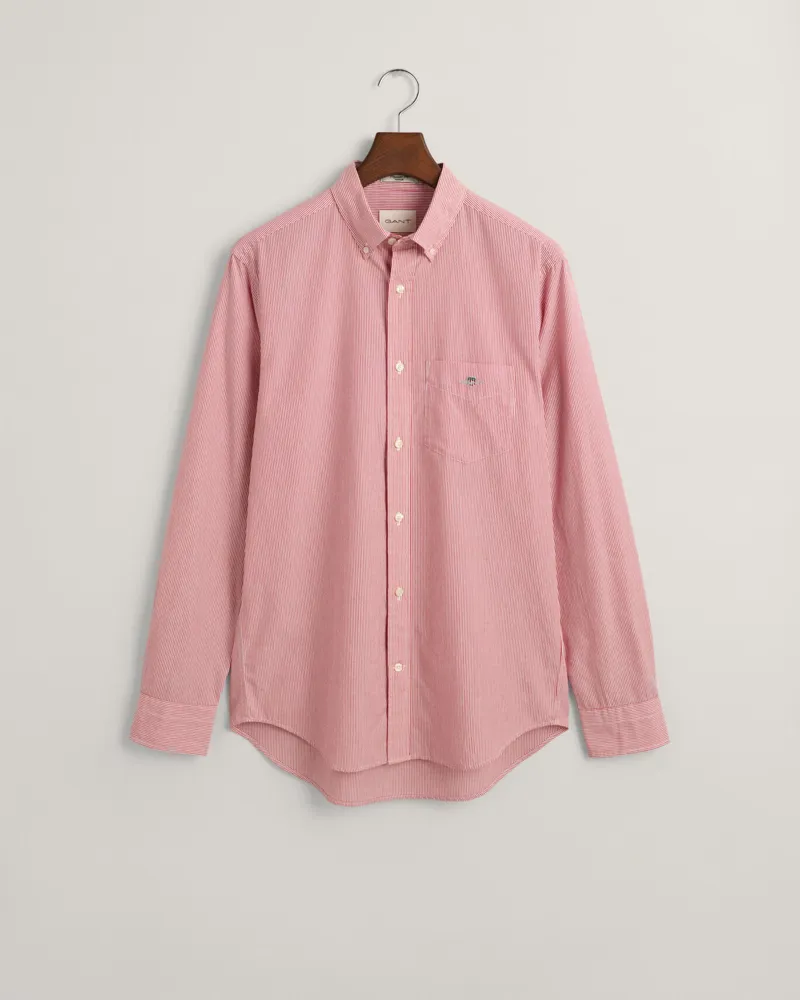 Gant Regular Fit Banker Stripe Poplin Shirt Ruby Red-6