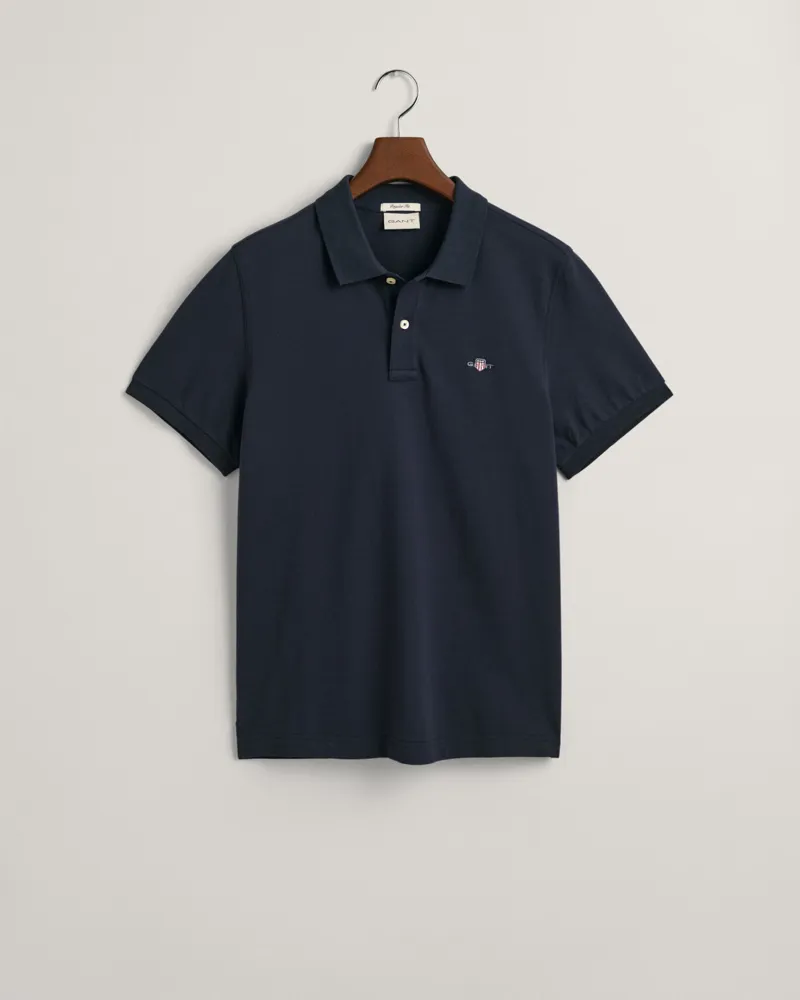Gant Regular Fit Shield Pique Polo Shirt Evening Blue-4