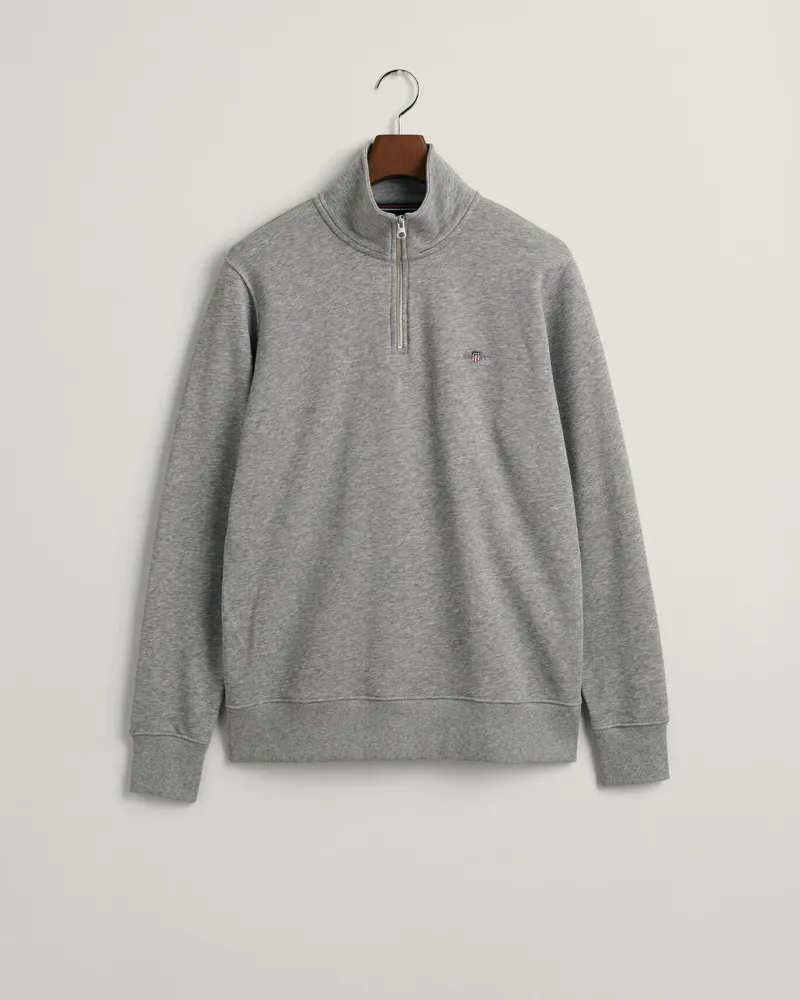 Gant Shield Half-Zip Sweatshirt Grey Melange-5
