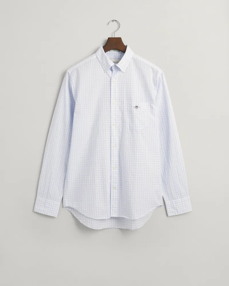Gant Regular Fit Gingham Poplin Shirt Light Blue-6