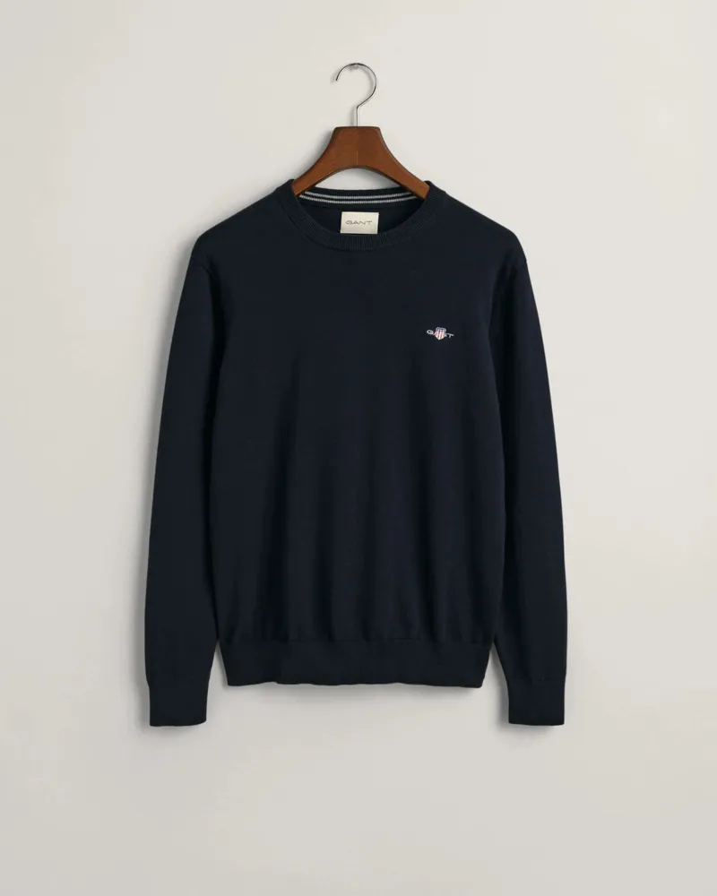 Gant Classic Cotton Crew Neck Sweater Evening Blue-5