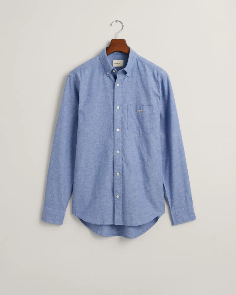 Gant Regular Fit Cotton Linen Shirt Rich Blue-7
