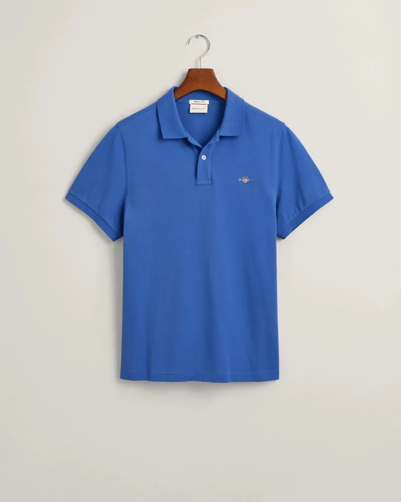 Gant Regular Fit Shield Pique Polo Shirt Rich Blue-5