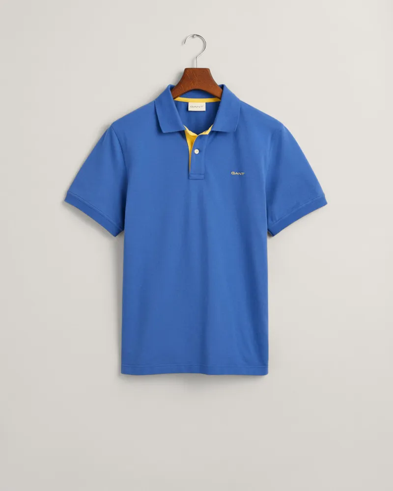 Gant Contrast Piqué Polo Shirt Rich Blue-5