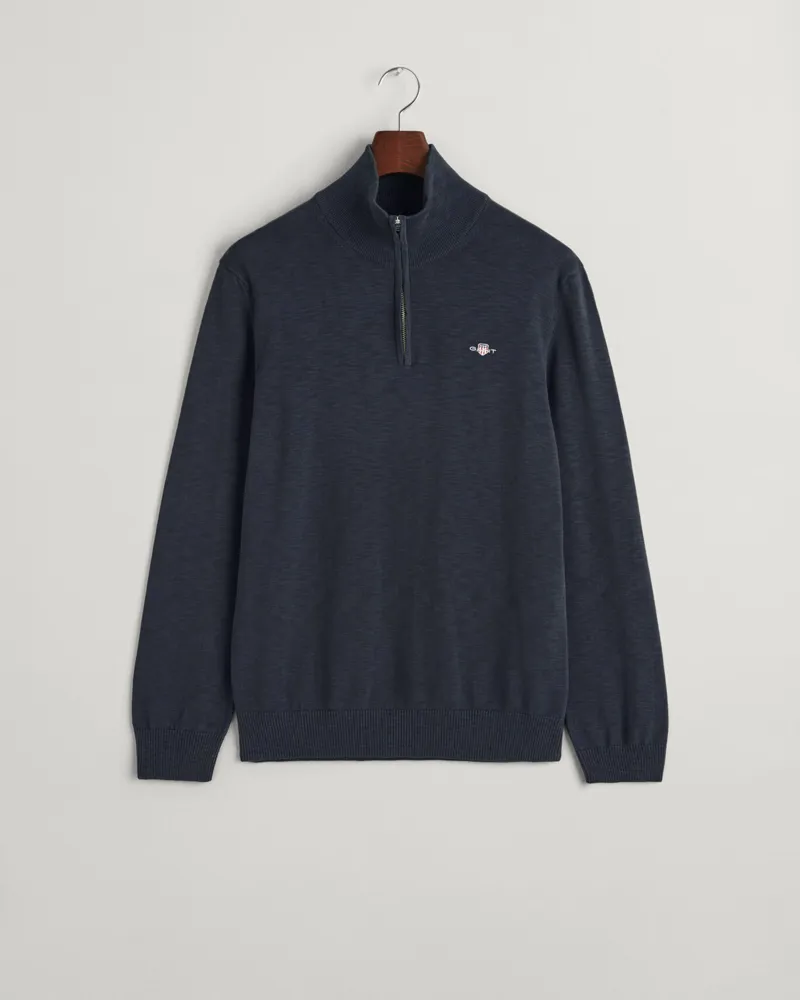 Gant Cotton Flamme Half-Zip Sweater Evening Blue-6