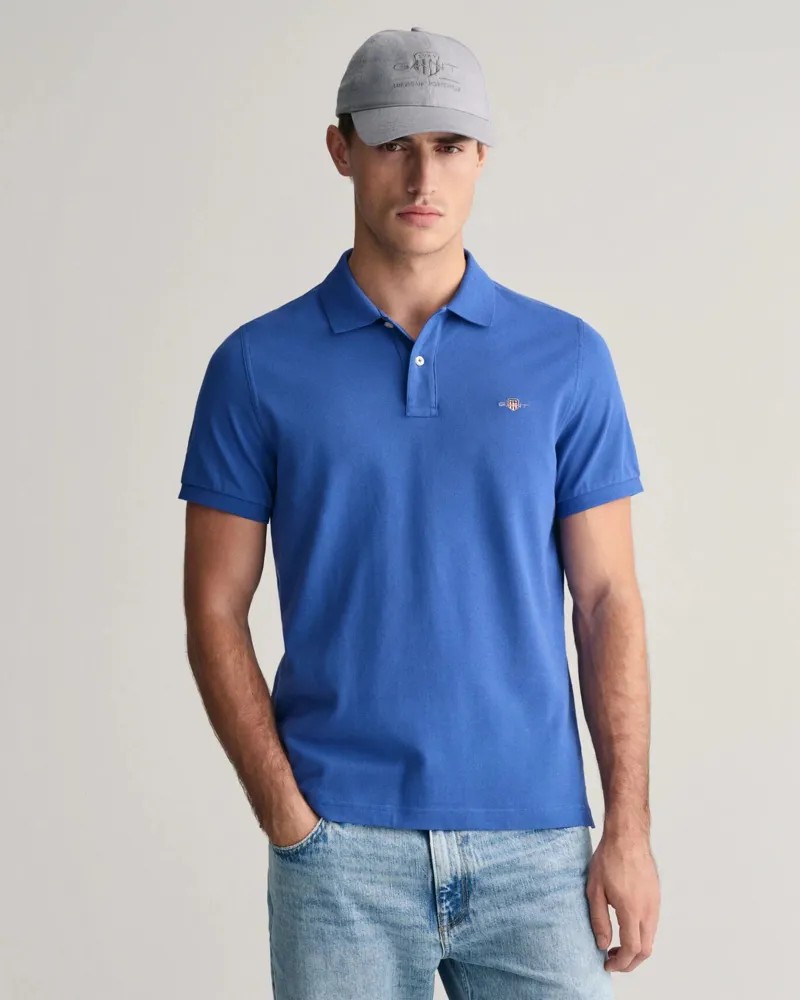 Gant Regular Fit Shield Pique Polo Shirt Rich Blue-1