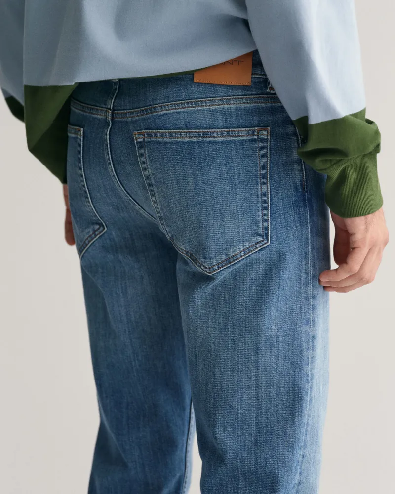 Gant Regular Fit Jeans Mid Blue Worn In-3