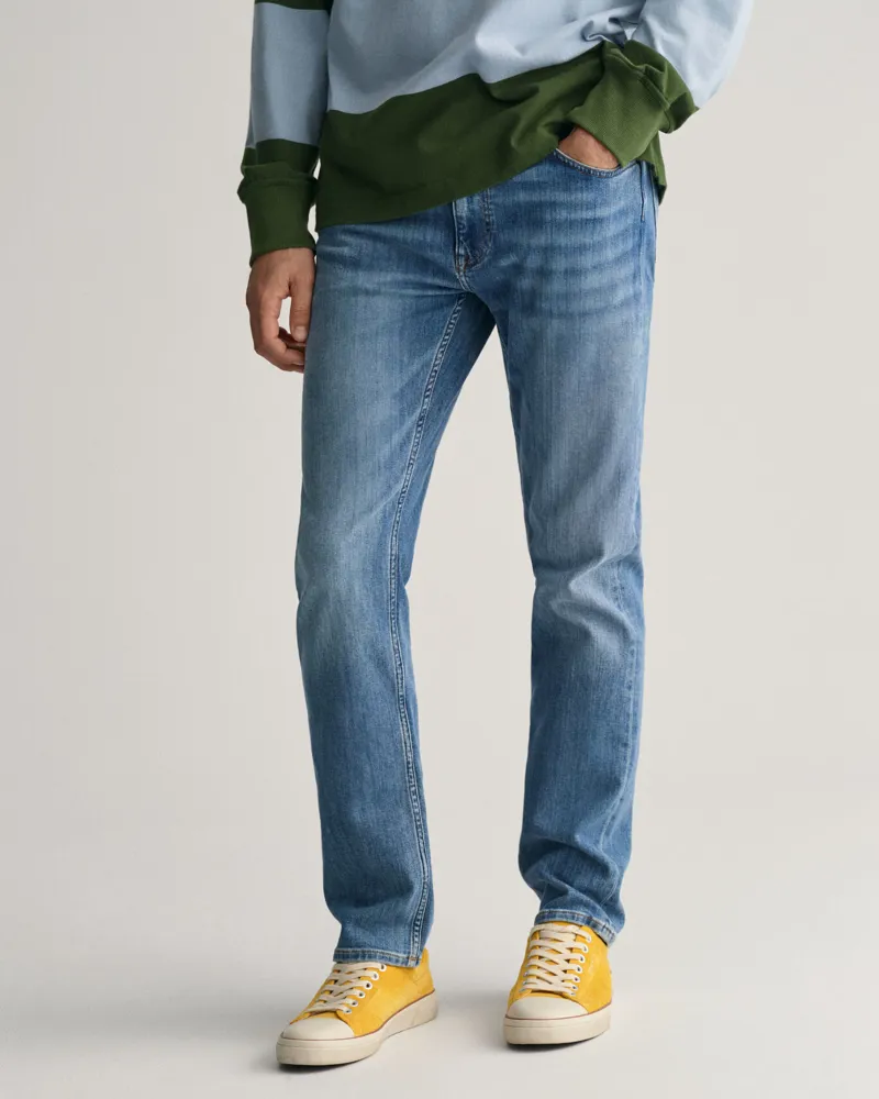 Gant Regular Fit Jeans Mid Blue Worn In-1