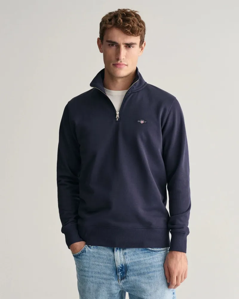 Gant Shield Half-Zip Sweatshirt Evening Blue-1