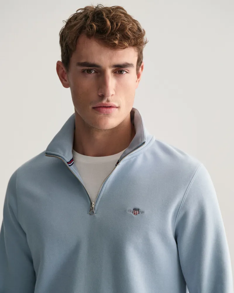 Gant Shield Half-Zip Sweatshirt Dove Blue-4