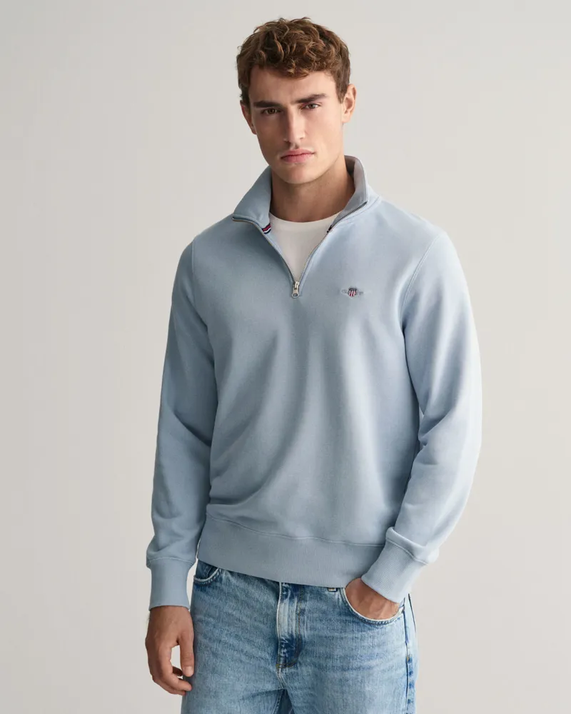 Gant Shield Half-Zip Sweatshirt Dove Blue-1