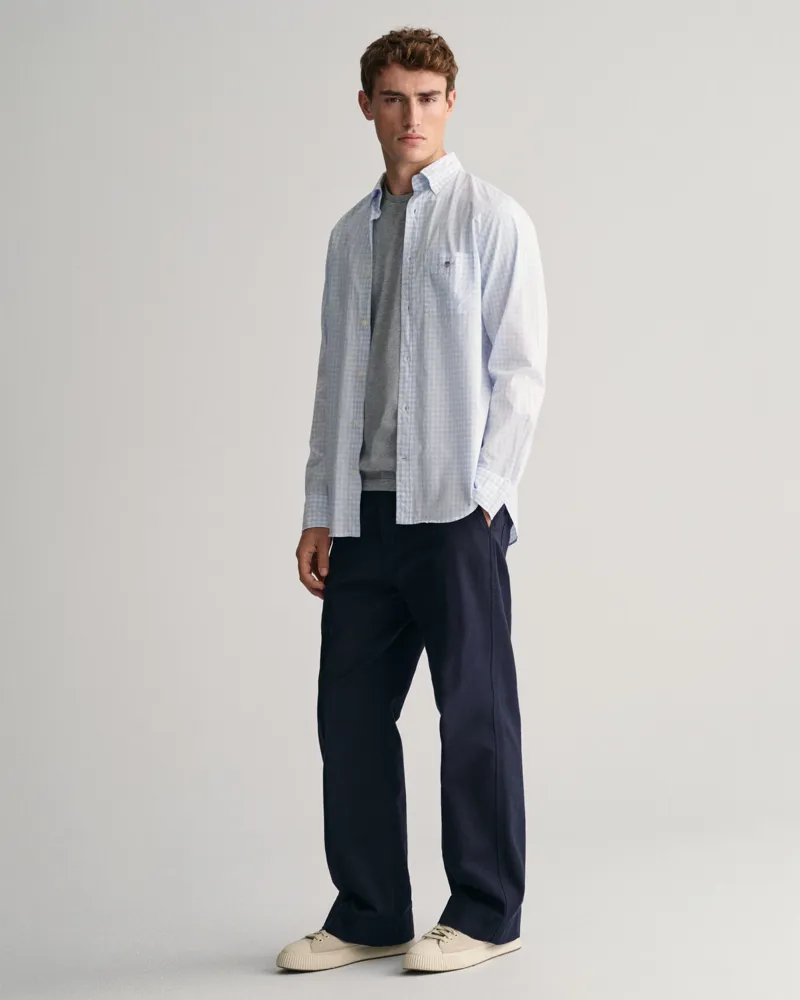 Gant Regular Fit Gingham Poplin Shirt Light Blue-3
