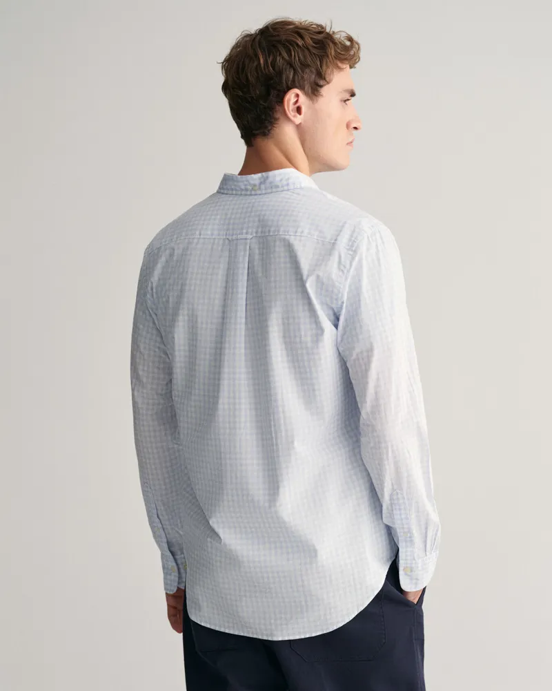 Gant Regular Fit Gingham Poplin Shirt Light Blue-1