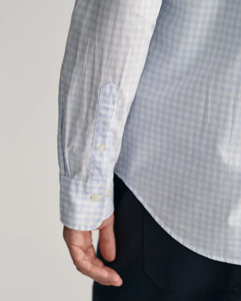 Gant Regular Fit Gingham Poplin Shirt Light Blue-4