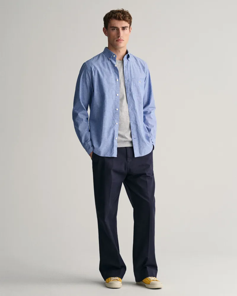 Gant Regular Fit Cotton Linen Shirt Rich Blue-4