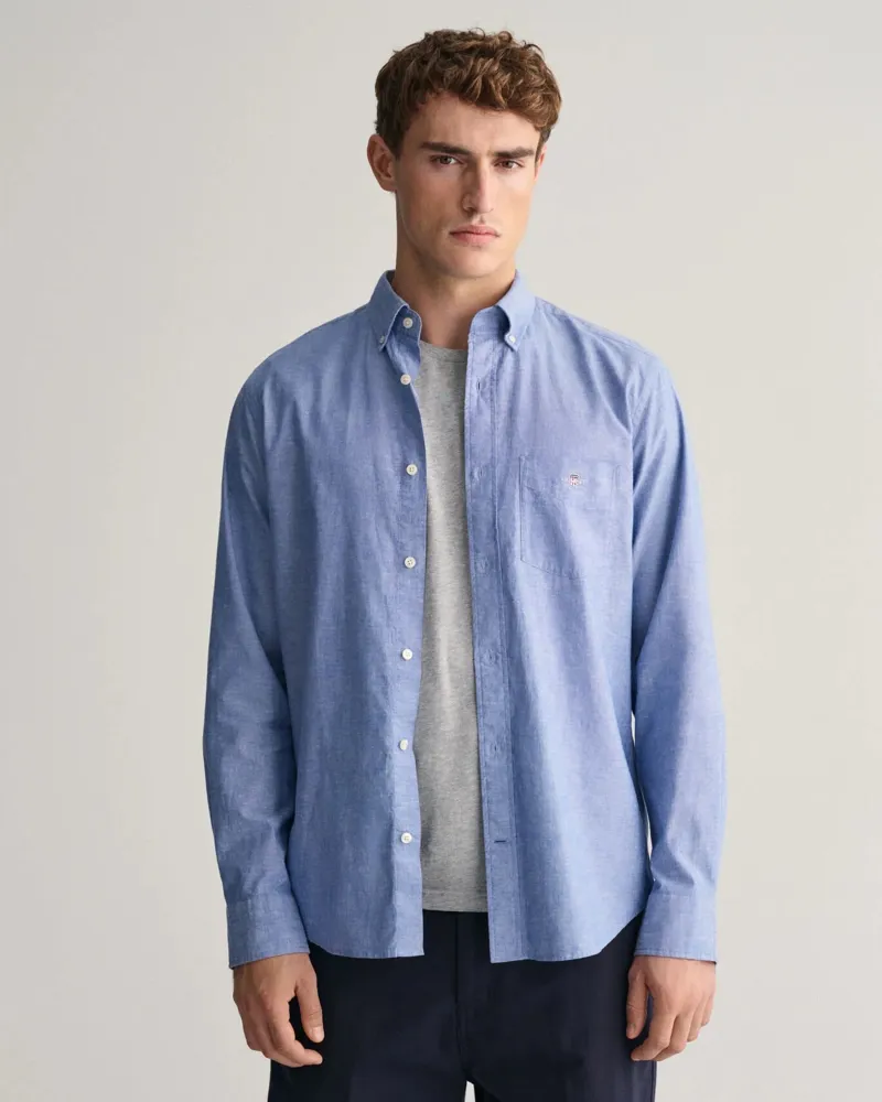 Gant Regular Fit Cotton Linen Shirt Rich Blue-1