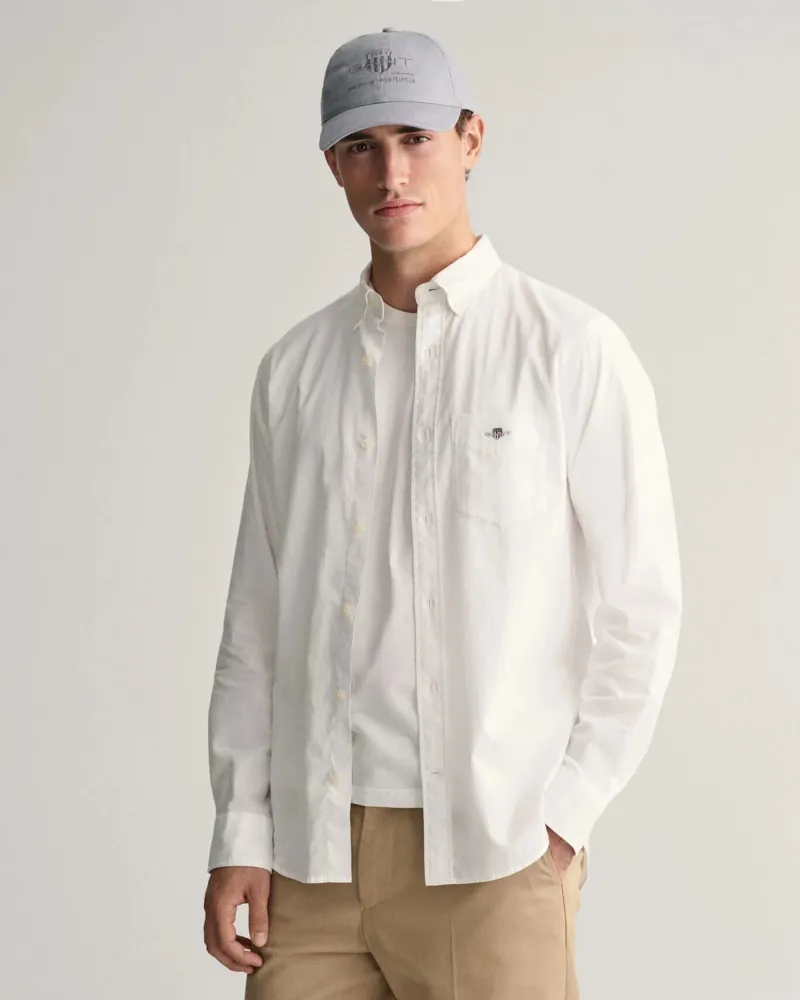 Gant Regular Fit Cotton Linen Shirt White-1