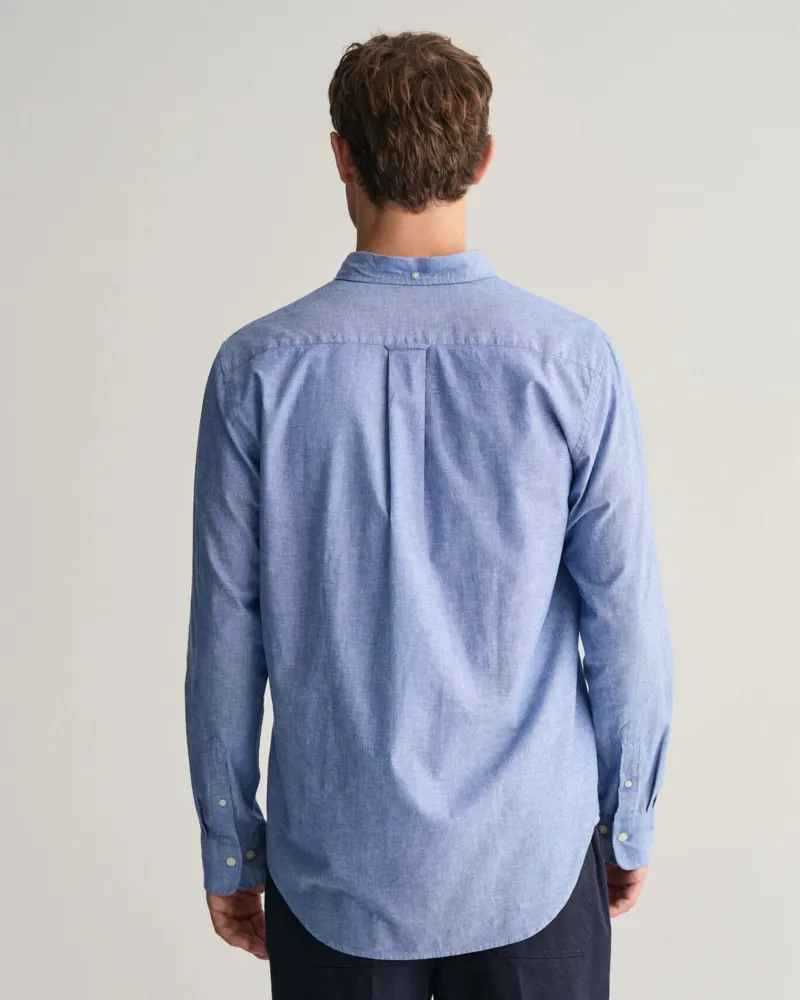 Gant Regular Fit Cotton Linen Shirt Rich Blue-3