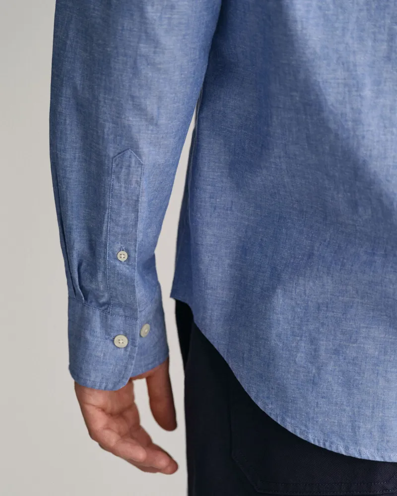 Gant Regular Fit Cotton Linen Shirt Rich Blue-6