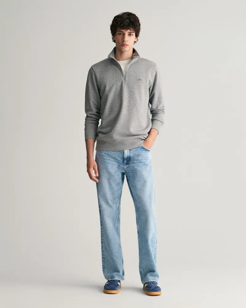 Gant Shield Half-Zip Sweatshirt Grey Melange-2