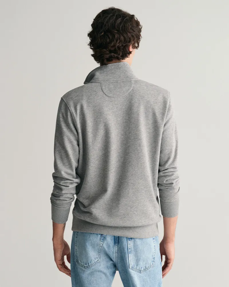 Gant Shield Half-Zip Sweatshirt Grey Melange-4
