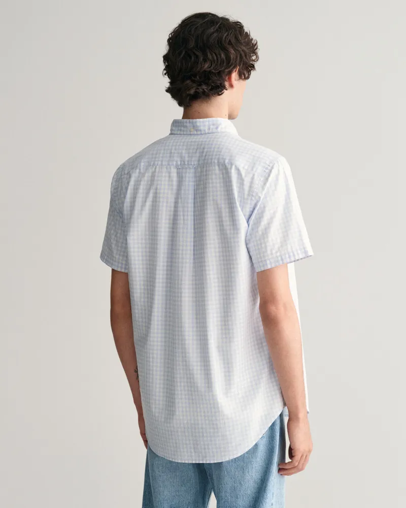 Gant Regular Fit Gingham Poplin Short Sleeve Shirt Light Blue-1