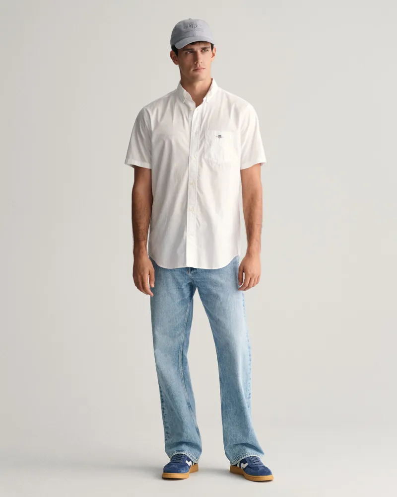 Gant Poplin Short Sleeve Regular Fit Shirt White-1