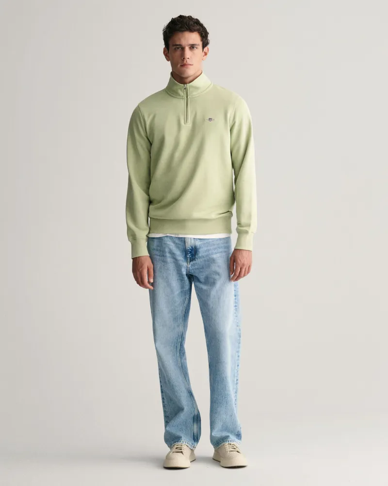 Gant Shield Half-Zip Sweatshirt Milky Matcha-2