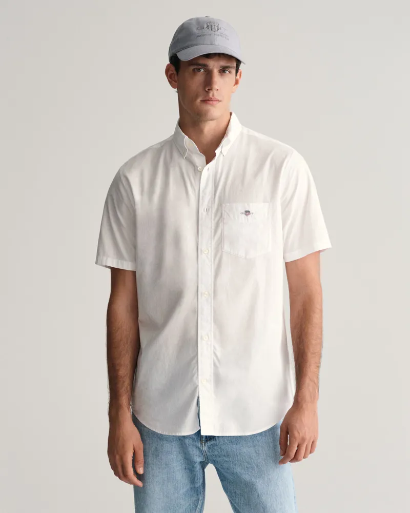 Gant Poplin Short Sleeve Regular Fit Shirt White