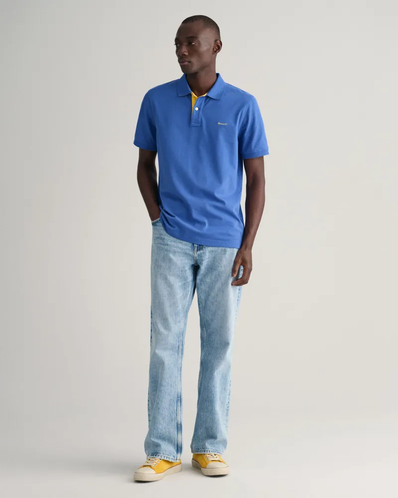 Gant Contrast Piqué Polo Shirt Rich Blue-4