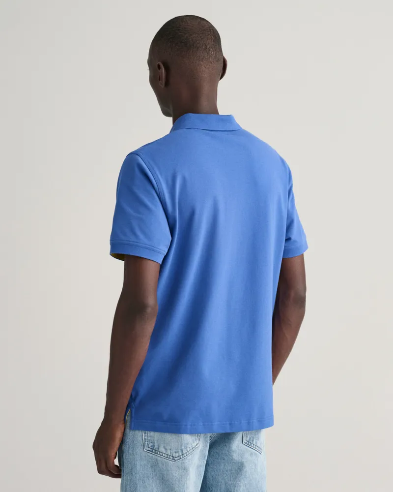 Gant Contrast Piqué Polo Shirt Rich Blue-3